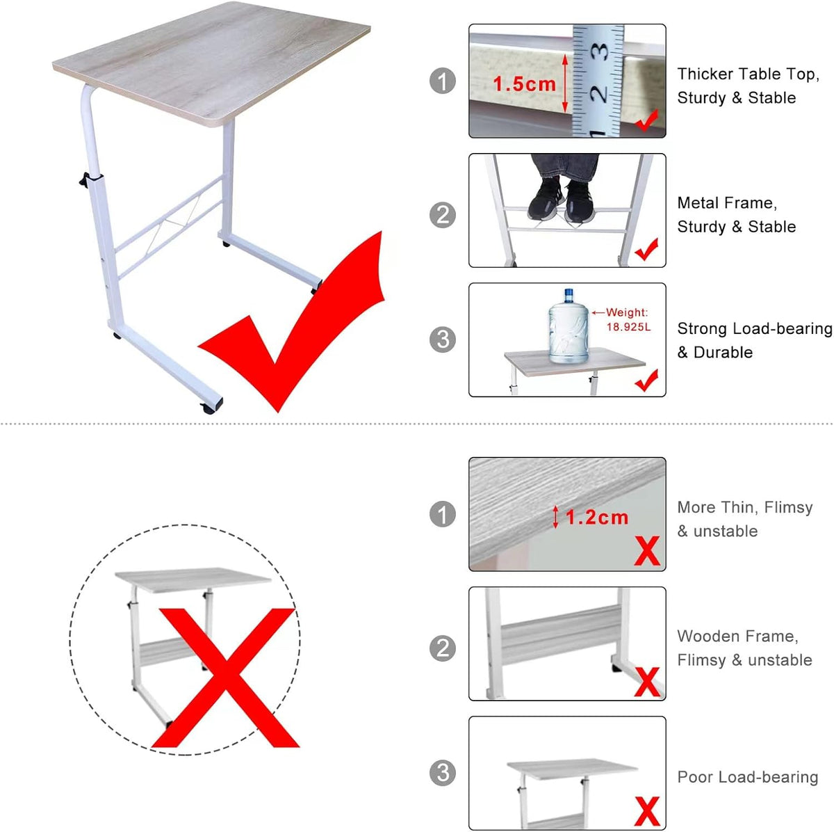 Adjustable Height Rolling Laptop Cart with Wheels B46257