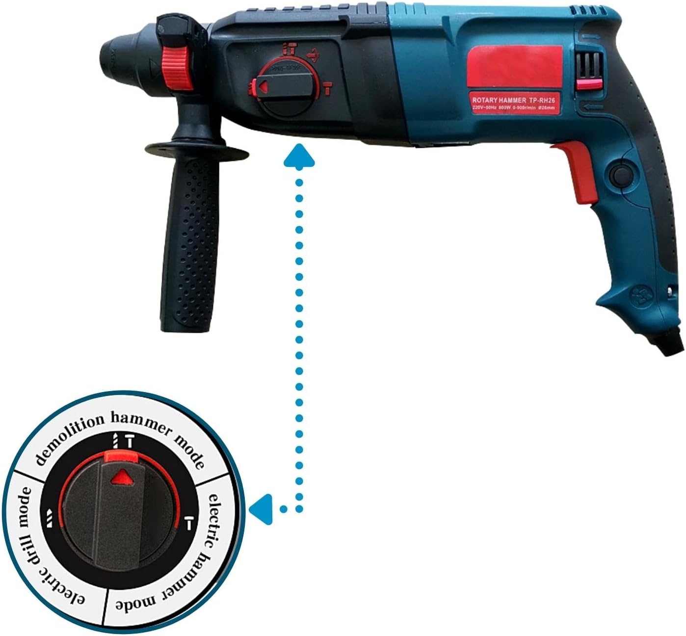 800W Corded SDS-Plus Rotary Hammer Drill with Carrying Case L188