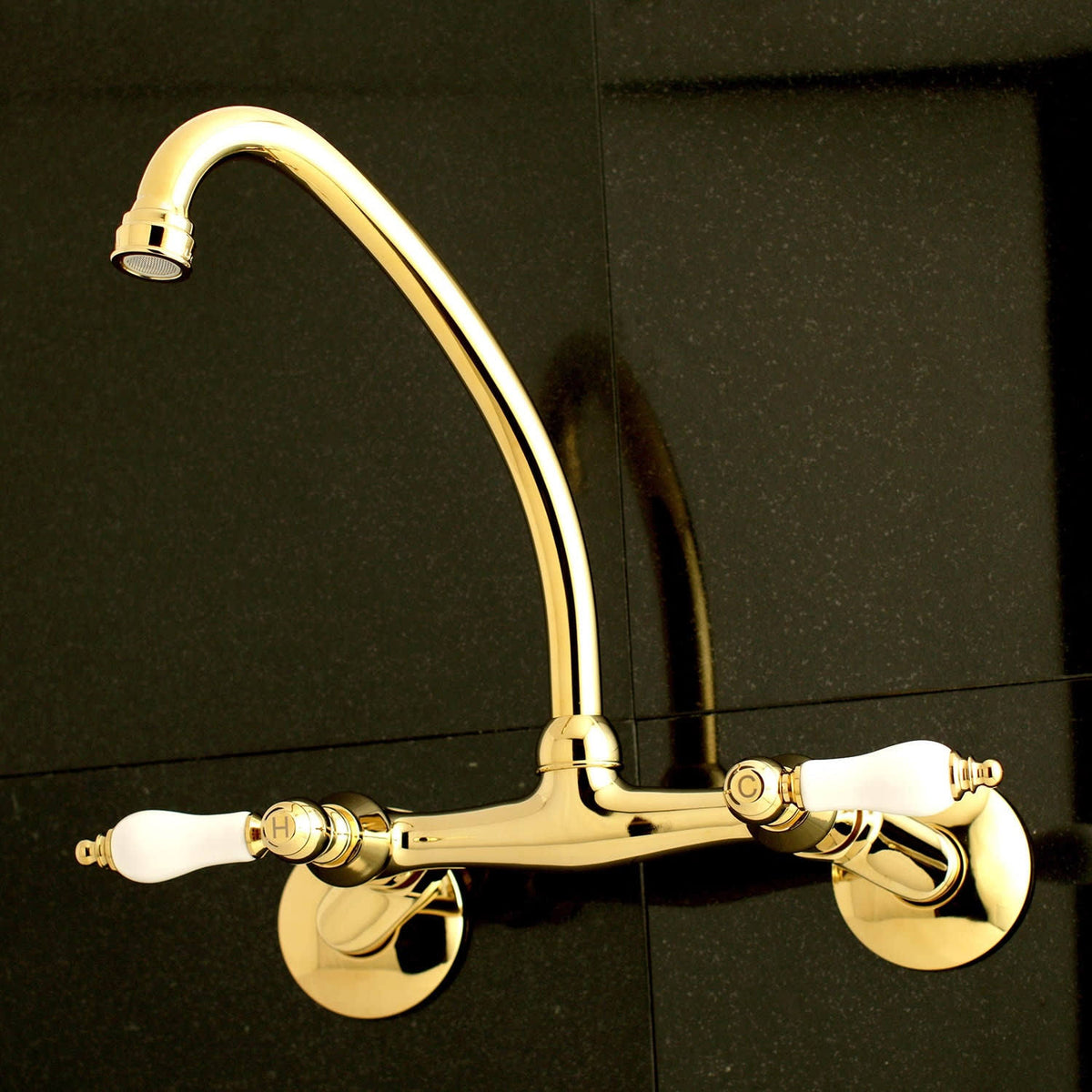Polished Chrome 2-Handle Wall Mount Kitchen Faucet A80224