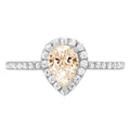 0.8ct Pear Cut Brown Morganite 18k White Gold Halo Ring Size 3.5 J56202