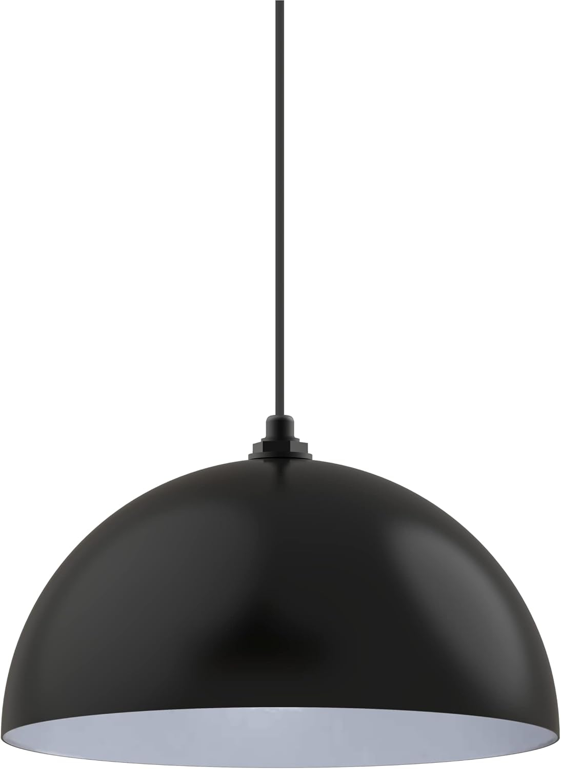 Black Matte Exterior Brass Interior Round Dome Pendant Light E429