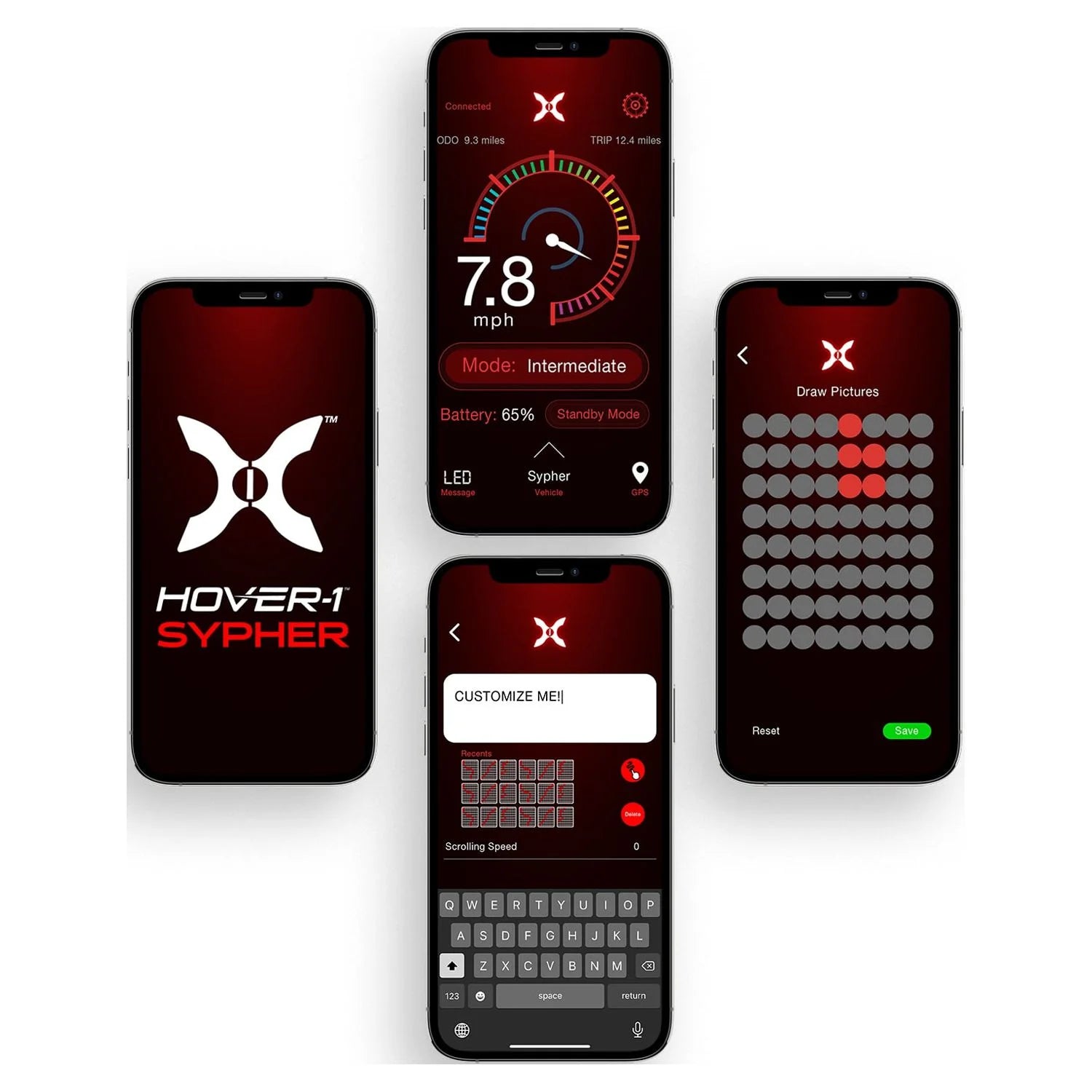Black Hoverboard with Customizable Screen U82481