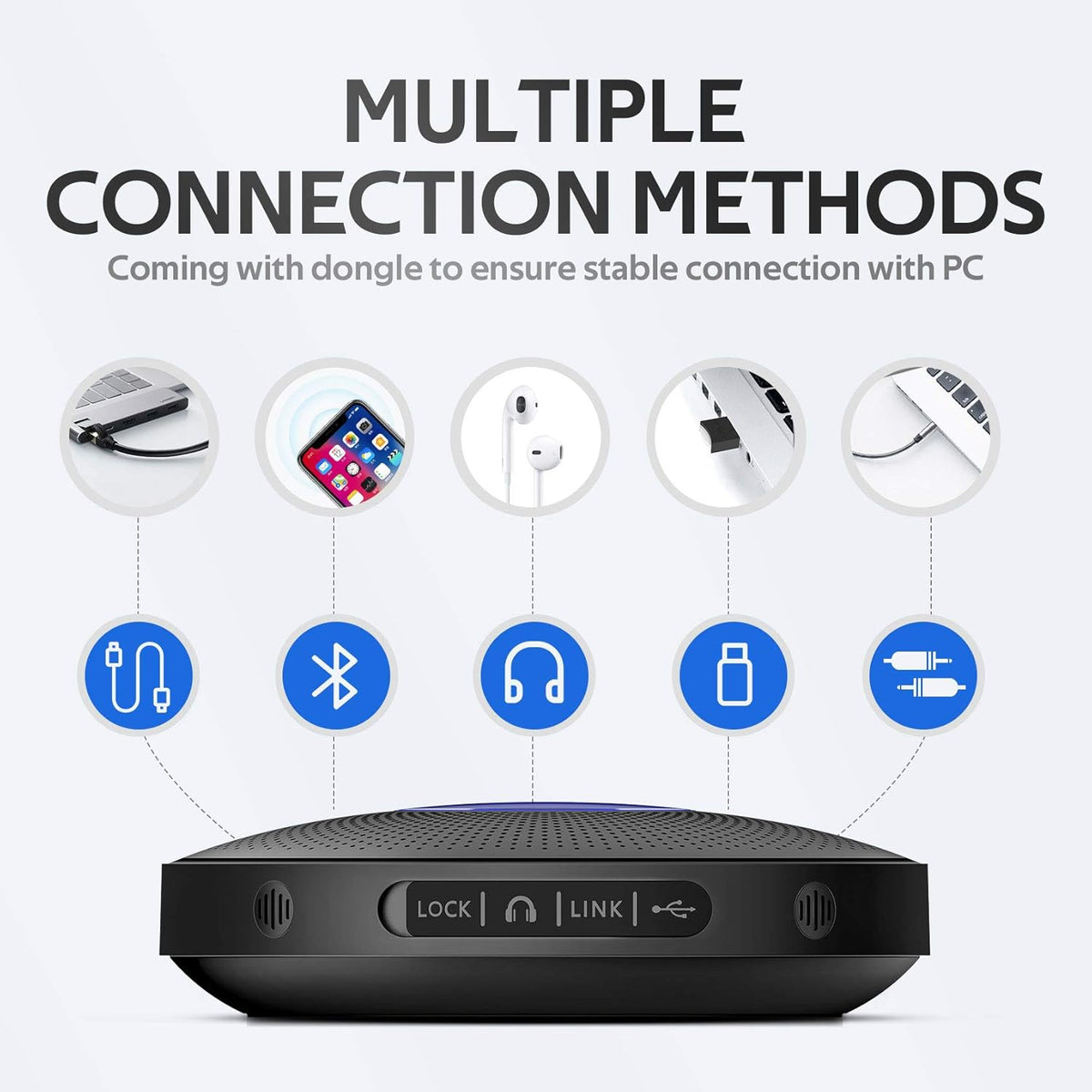 Bluetooth Speakerphone with 4 Directional Mics for up to 15 People V8368