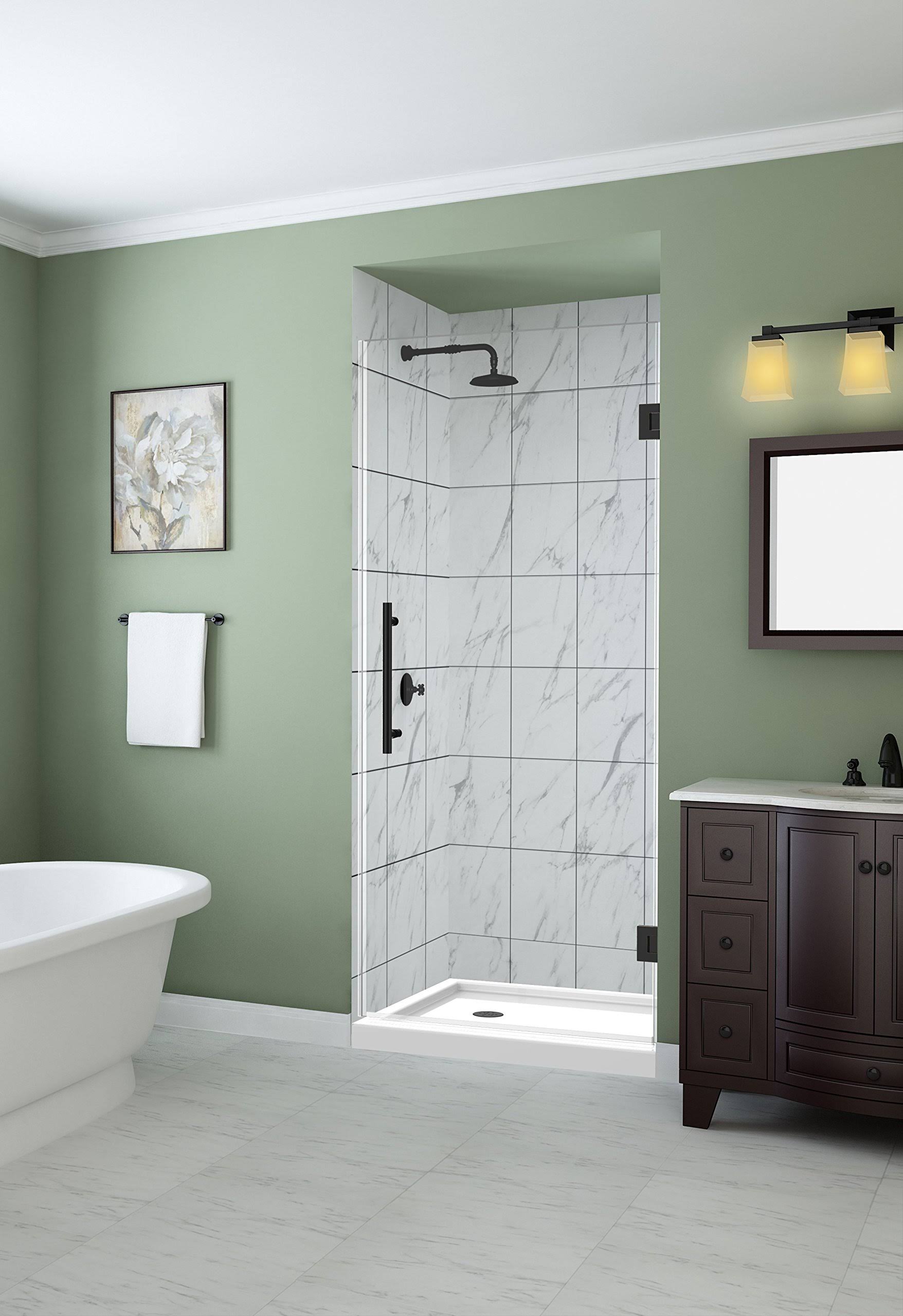 72x22 High x 22x22 Wide Hinged Frameless Shower Door Oil Rubbed Bronze U370