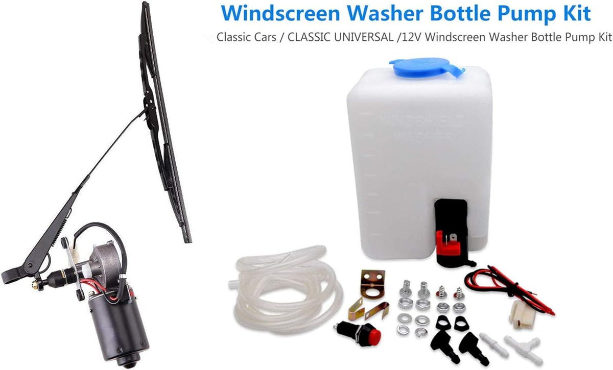 12V Electric Motor UTV Windshield Wiper Kit with Washer Pump Pack of 2 V43988
