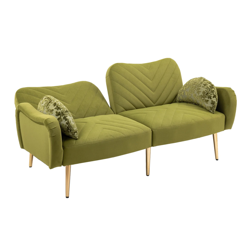 Velvet Love Seats Sofa with 2 Bolster Pillows F721