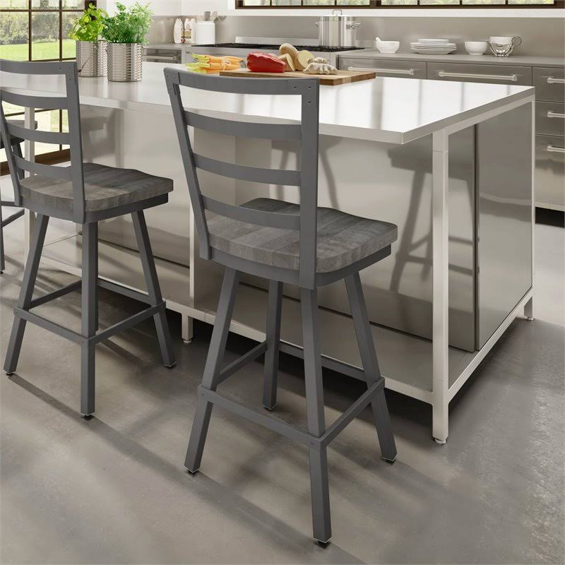 Gray Swivel Metal Counter Stool Q15423