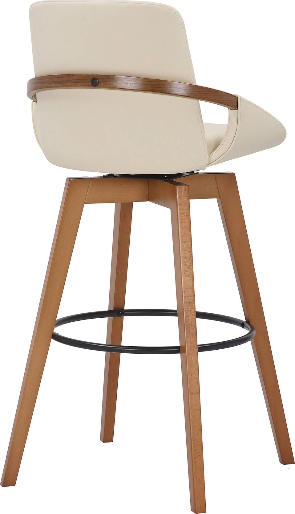 Cream Faux Leather Swivel Wood Bar Stool V913730