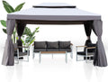 2-Tier Patio Gazebo with Mosquito Netting and Shade Curtains I951