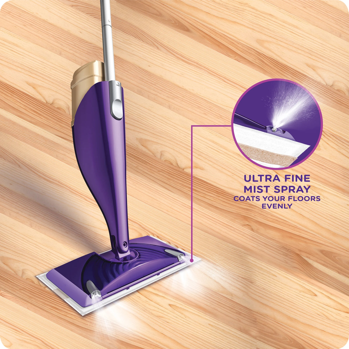Wood Floor Mopping Starter Kit with Mop, 10 Pads, Solution, Batteries Z24232