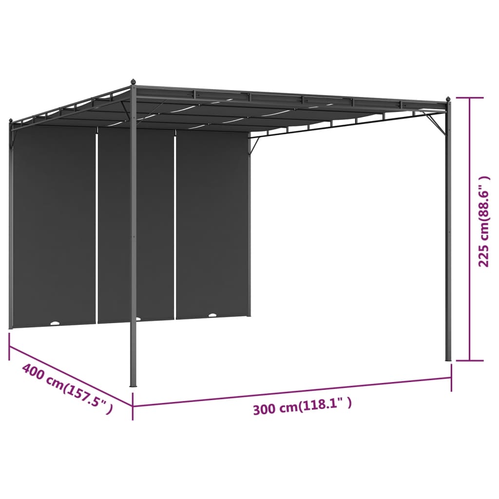 Garden Gazebo with Side Curtain Anthracite C9297