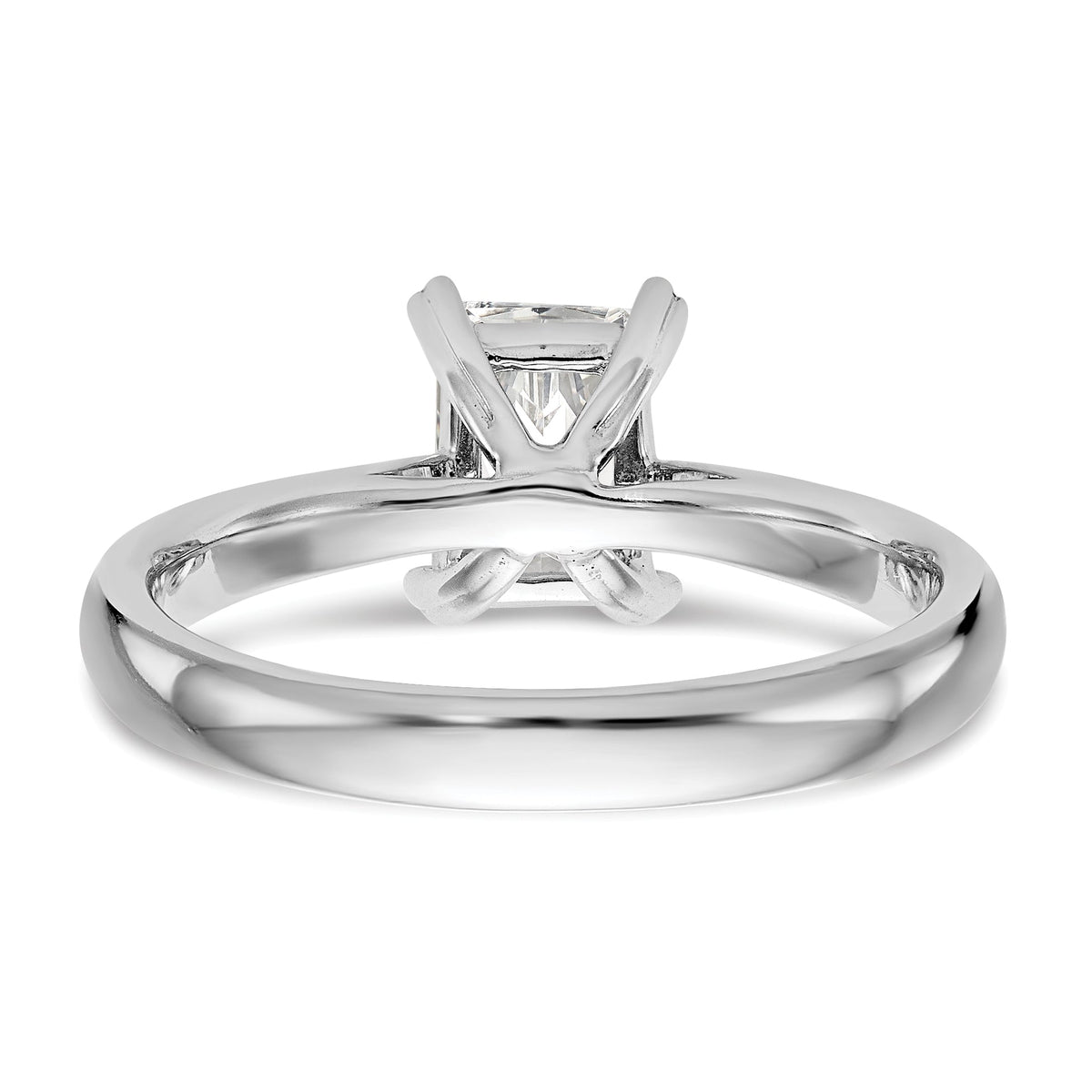 0.50ct CZ Solid 14k White Gold Emerald Solitaire Engagement Ring J15189