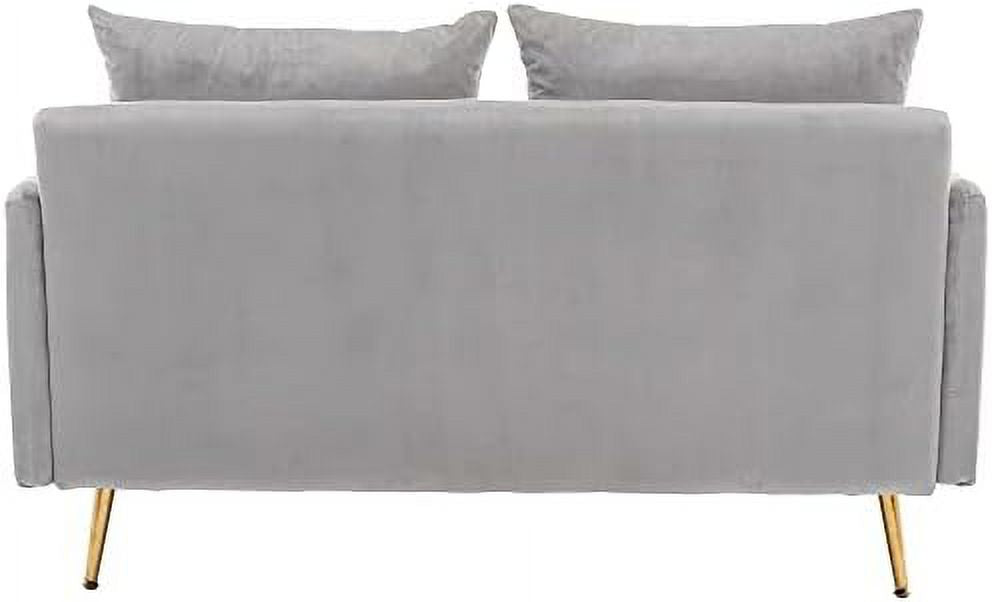 Grey Velvet Button Tufted Mini Loveseat T429794