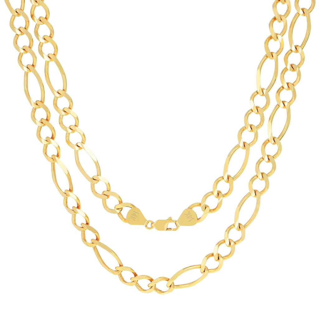14k Yellow Gold Solid Figaro Chain Link Necklace 18" - 30" L6432