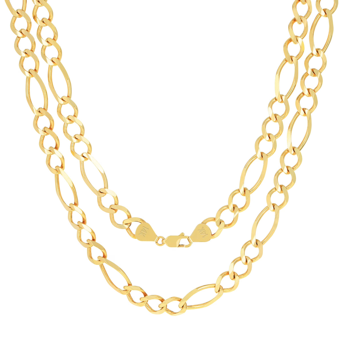 14k Yellow Gold Solid Figaro Chain Link Necklace 18" - 30" L6432