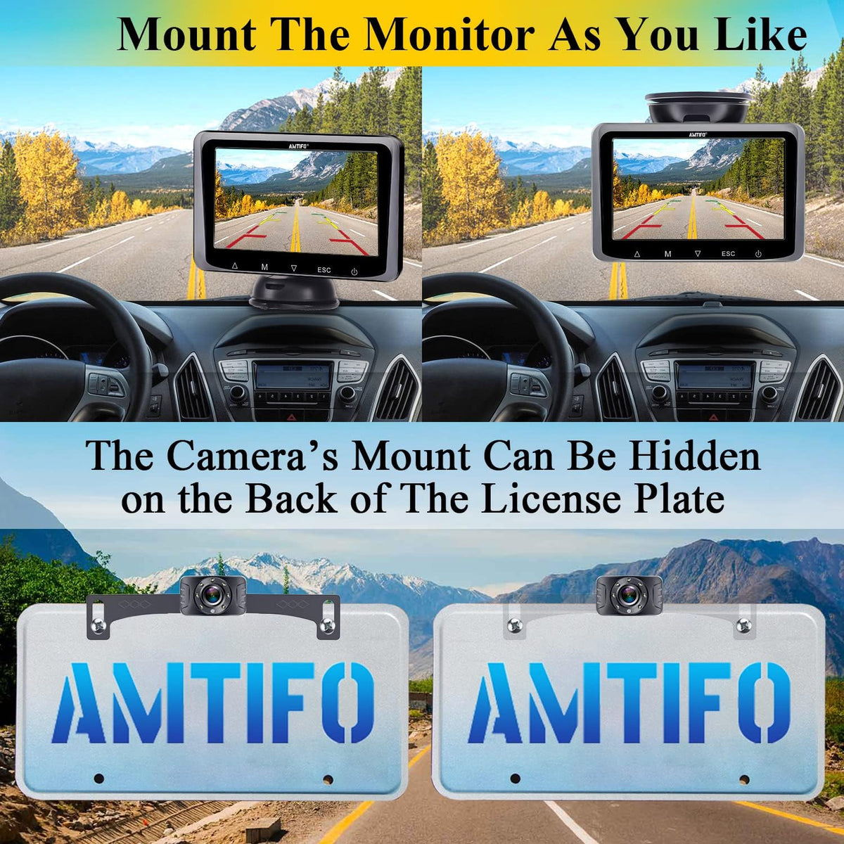 2 Pack HD 1080P Wired Backup Camera with 5 Inch Monitor Y389269