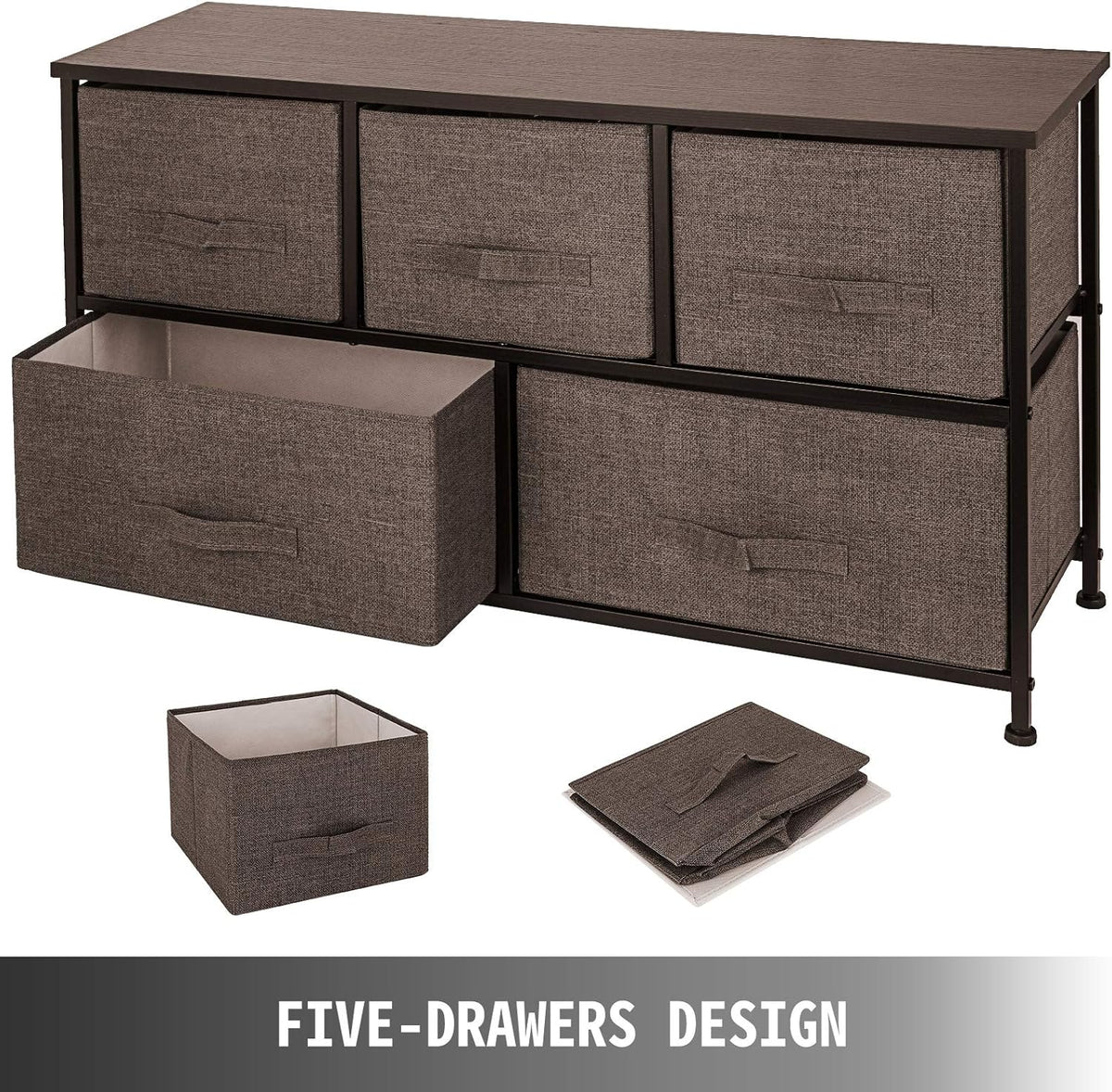 5 Drawer Fabric Steel Frame Dresser Y54310
