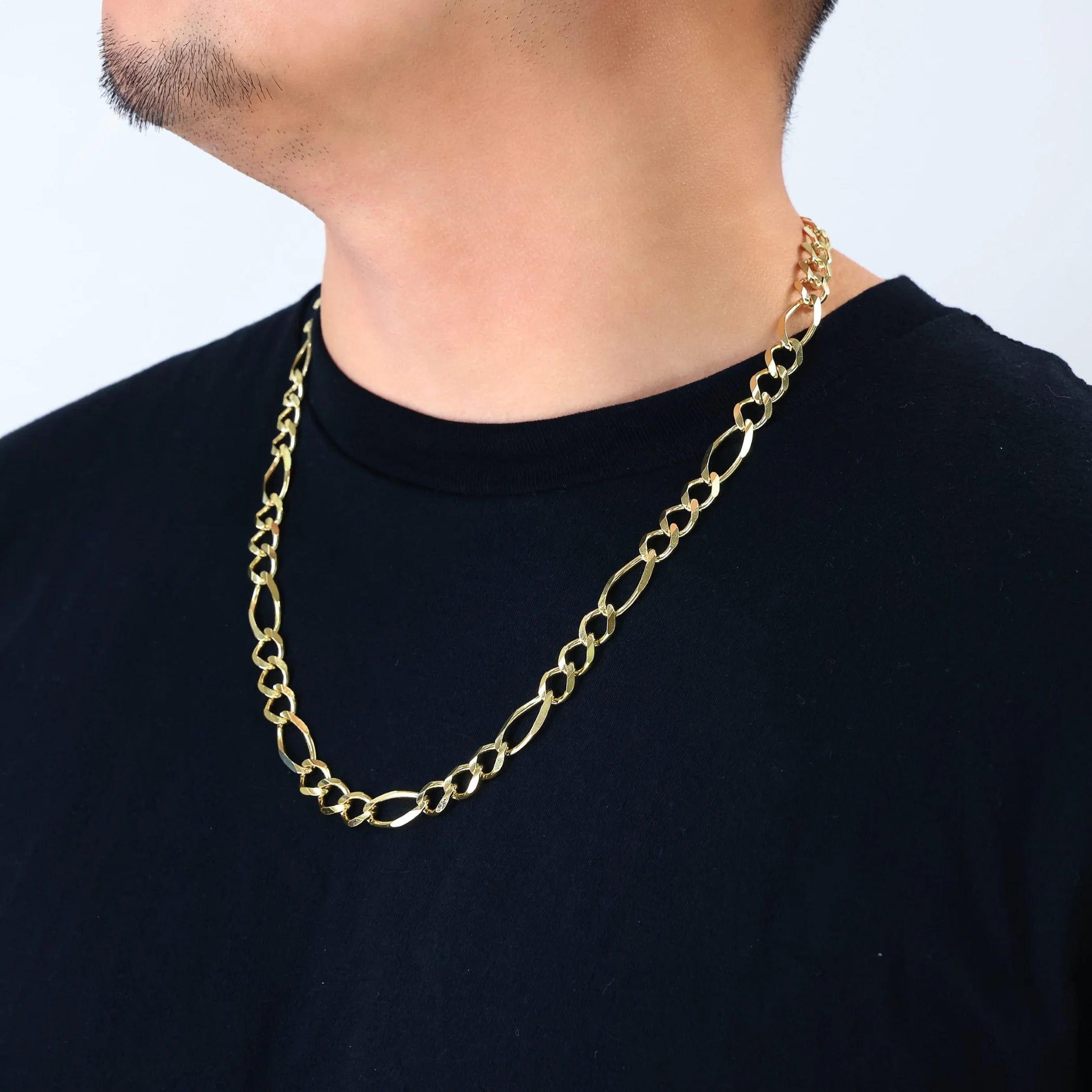 14k Yellow Gold Solid Figaro Chain Link Necklace 18" - 30" L6432
