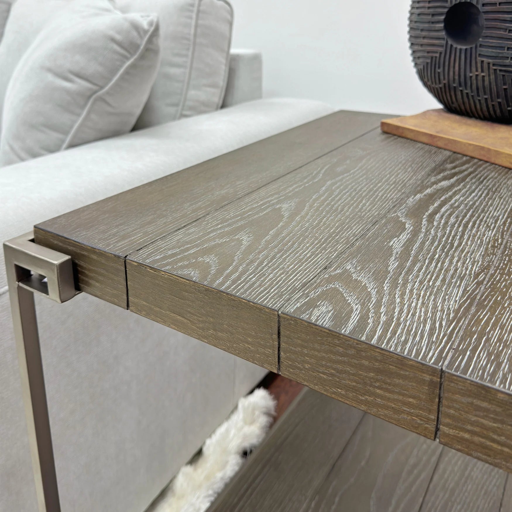 Graphite Gray Wood/Metal End Table with Shelf P5310