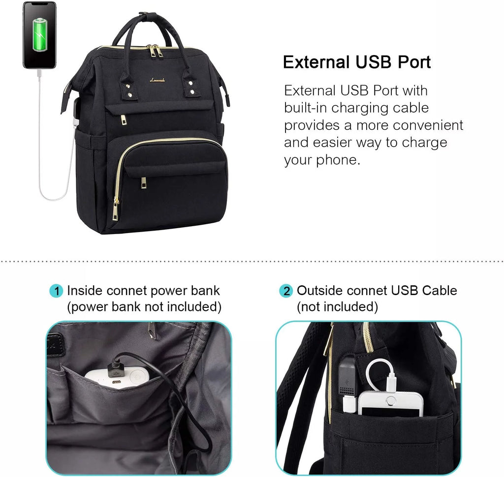 17" Waterproof Laptop Backpack with USB-Black L3921