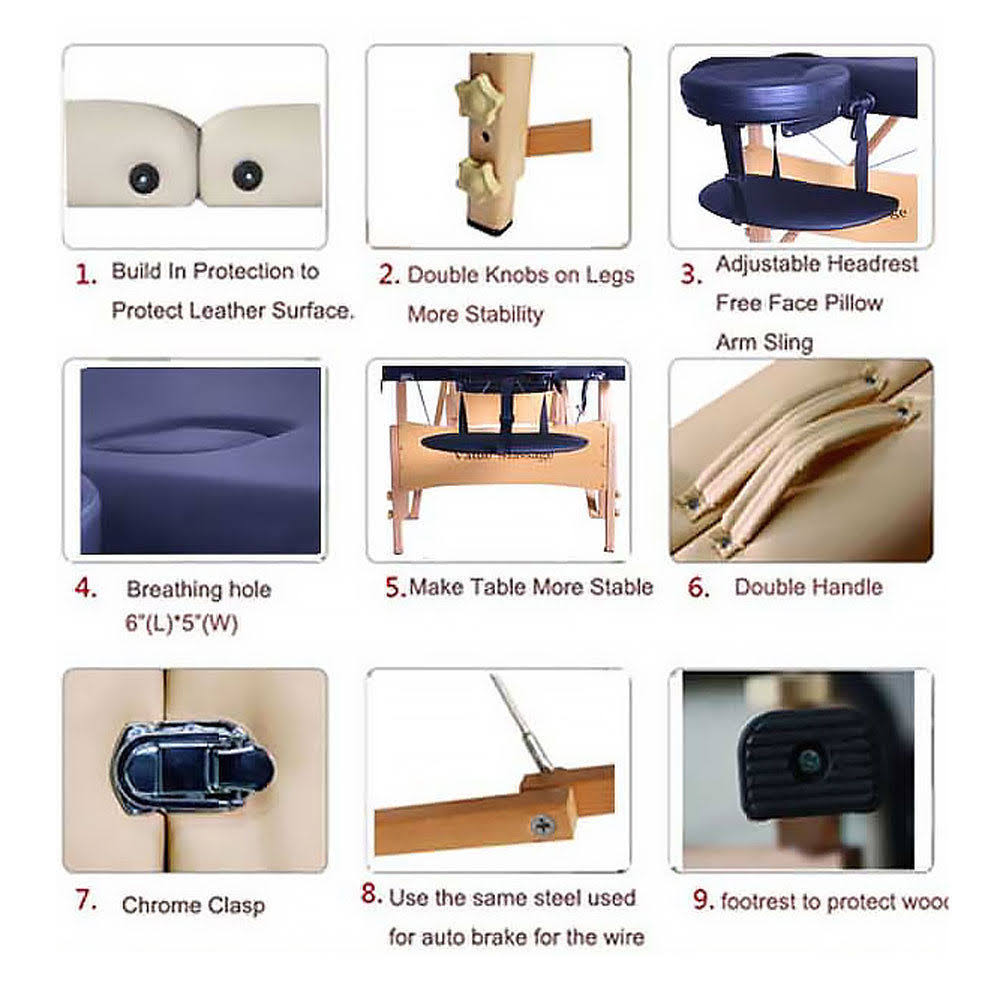 Black Portable Massage Table with Carry Case S632