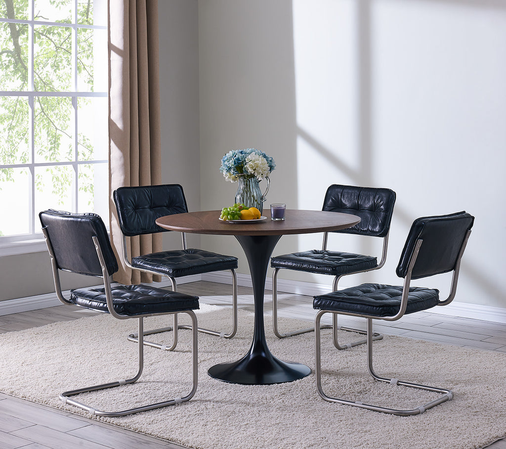 Mid-Century Round Wood Table in Brown/Dark Walnut Q664