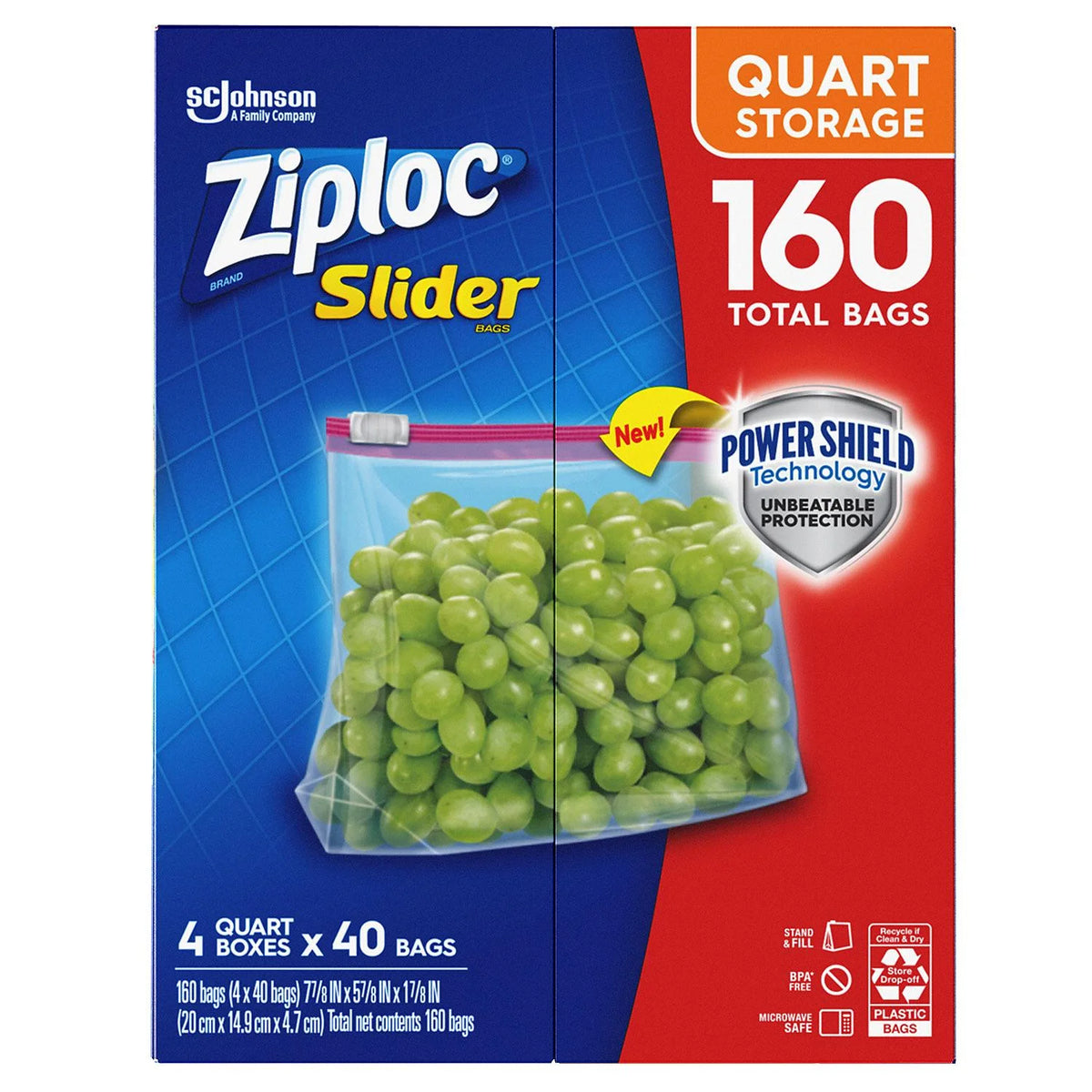 Ziploc Storage Slider Quart Bags (160 ct.) S2204