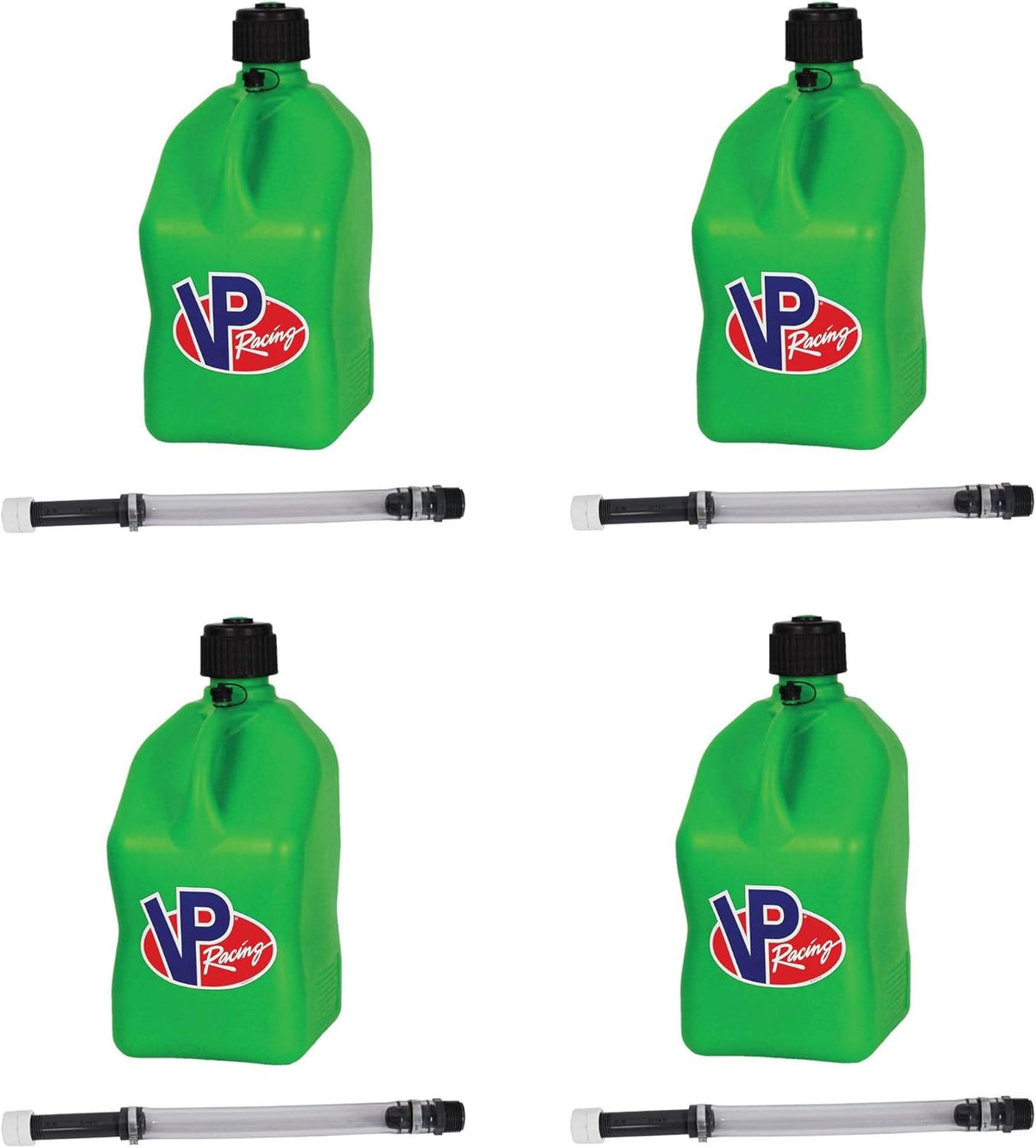 5 Gallon Square Plastic Utility Jug Red with 14 Inch Deluxe Hose (4 Pack) Q6229