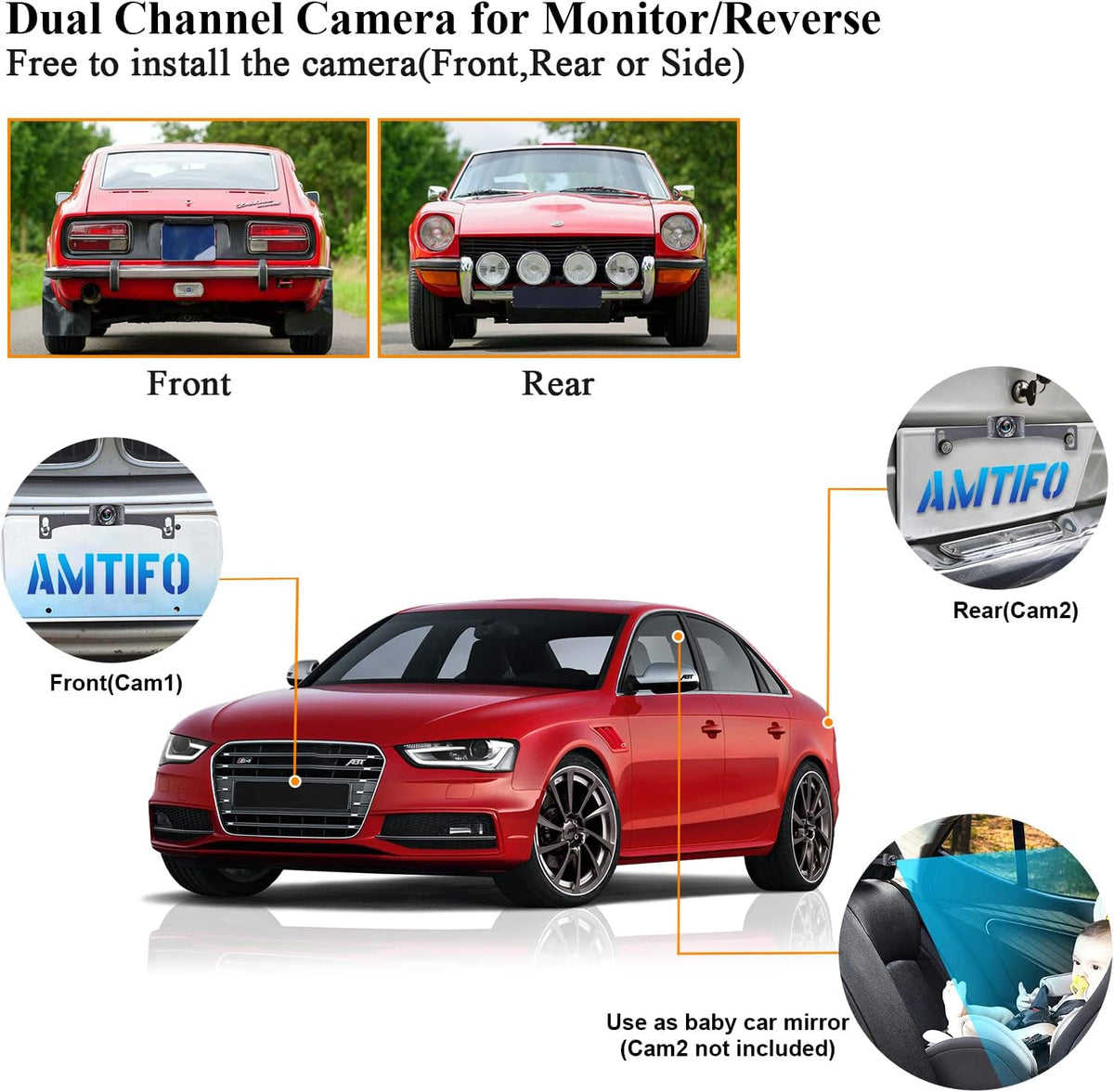 2 Pack HD 1080P Wired Backup Camera with 5 Inch Monitor Y389269