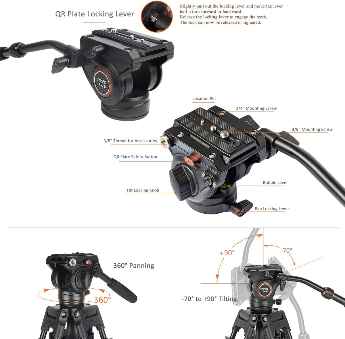 Carbon Fiber Video Tripod System with Fluid Drag Head E31285