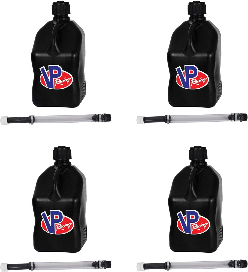 5 Gallon Square Plastic Utility Jug Red with 14 Inch Deluxe Hose (4 Pack) Q6229