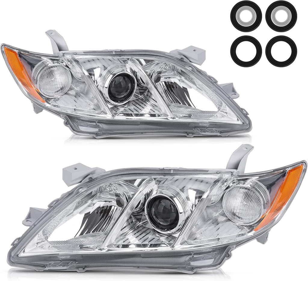 Chrome Housing Clear Lens Headlights Assembly W664