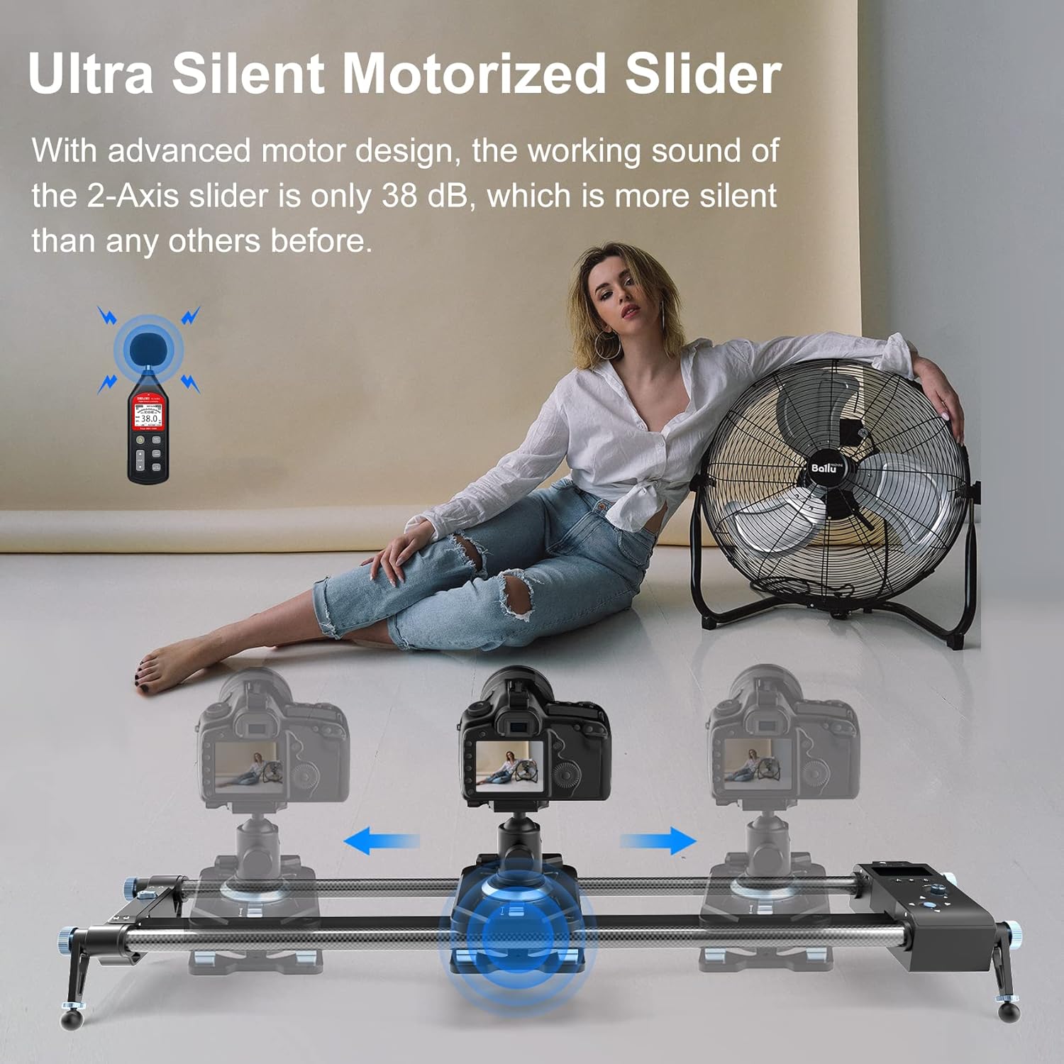 Motorized Camera Slider, 2-Axis 31'' Carbon Fiber Track Rail with APP Control E5860
