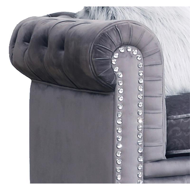 Gray Fabric Sofa Set 2Pcs with Acrylic Legs S5119