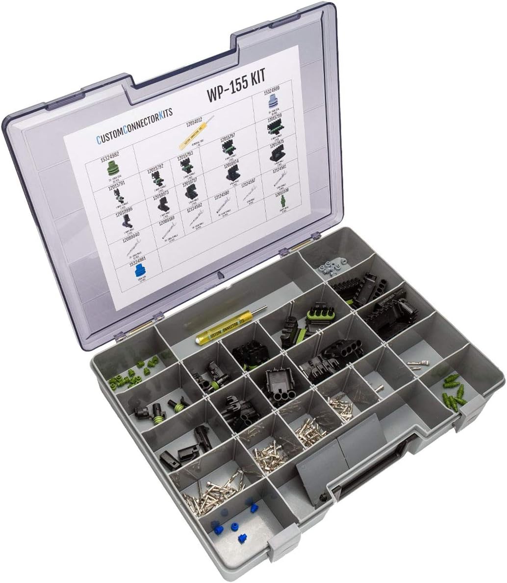 155 Piece Sealed Weatherproof Automotive Electrical Connectors Kit with Crimp Tool X91830