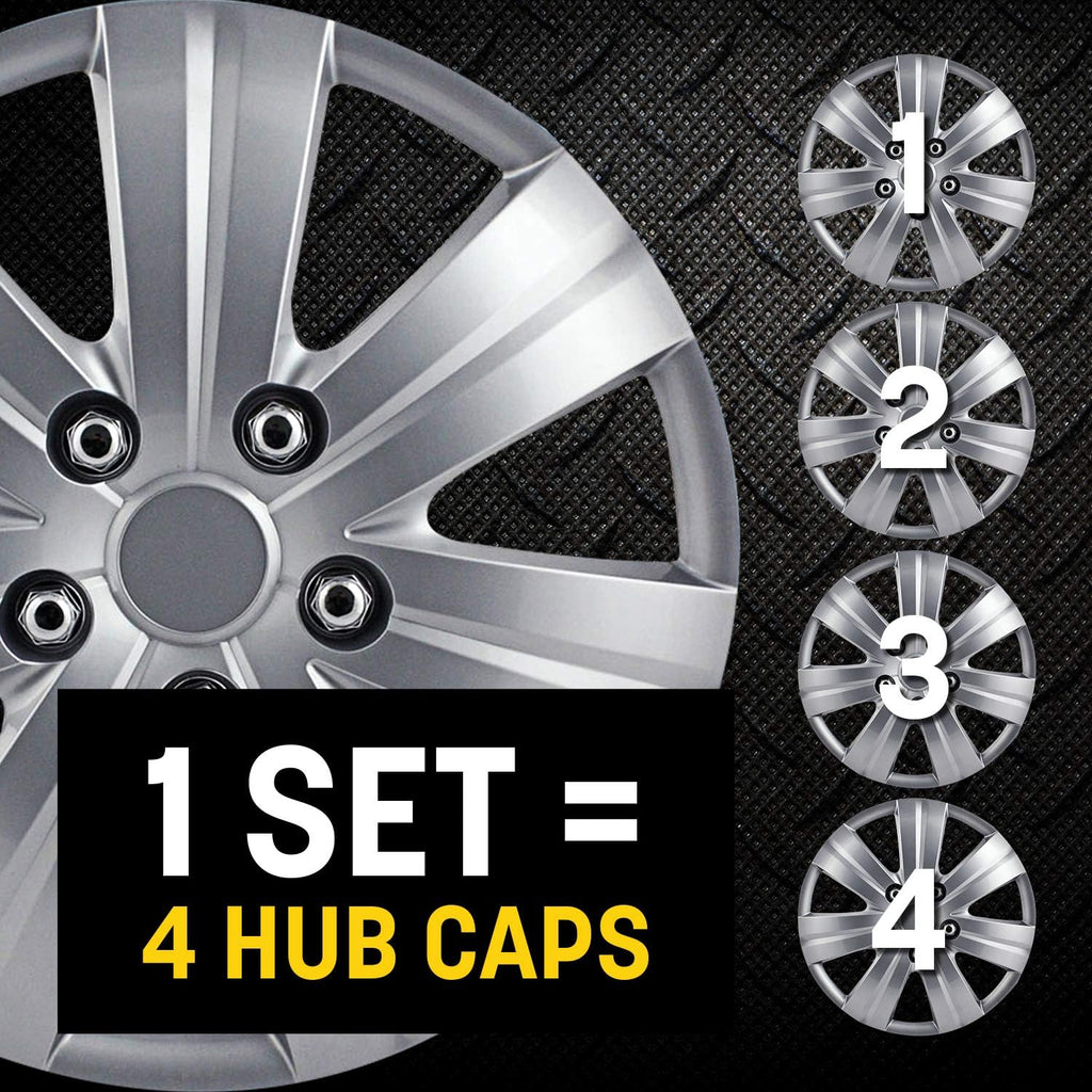Matte Silver 7-Spoke 14 Inch Wheel Covers Set of 4 V400139