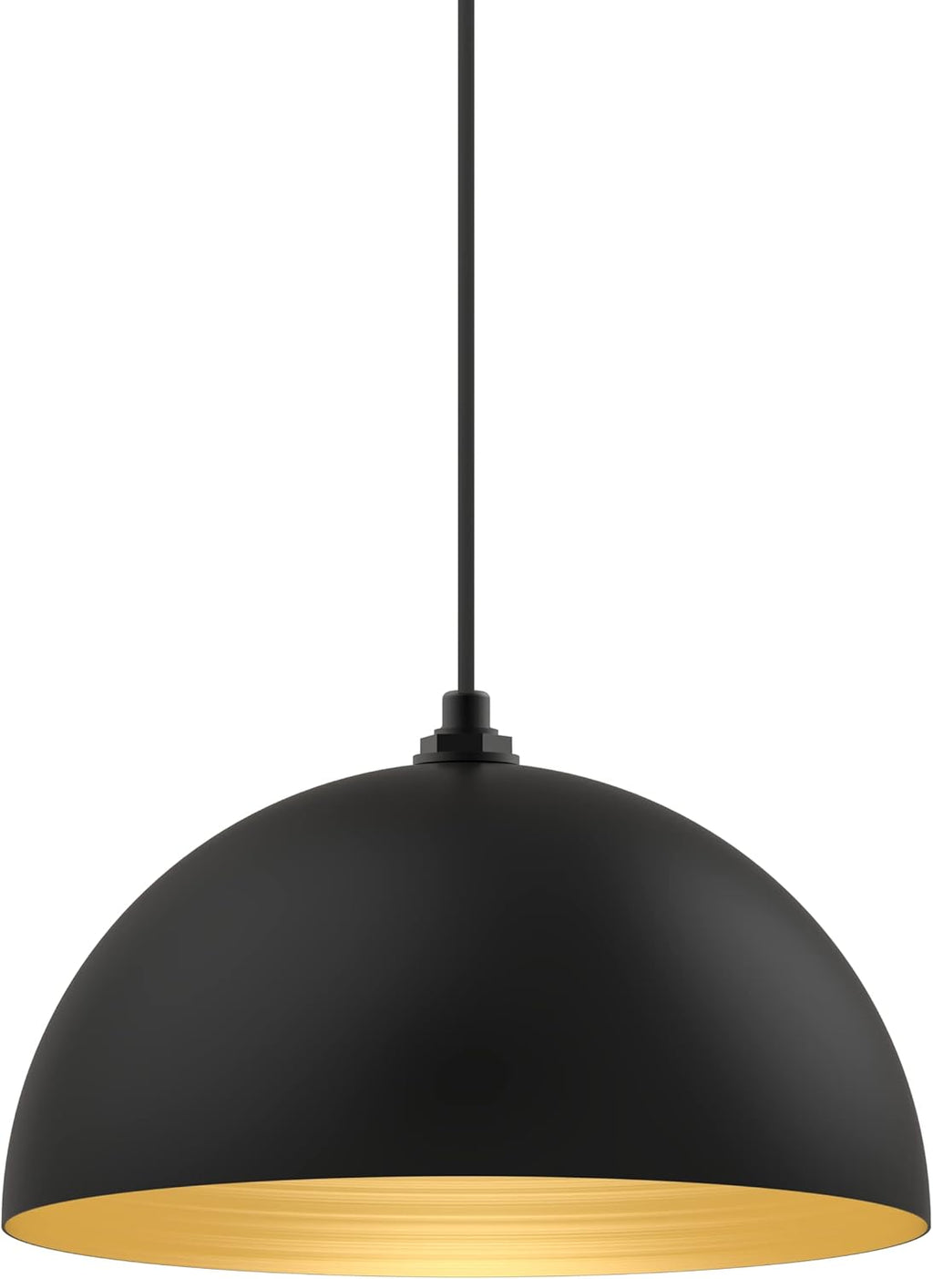 Black Matte Exterior Brass Interior Round Dome Pendant Light E429