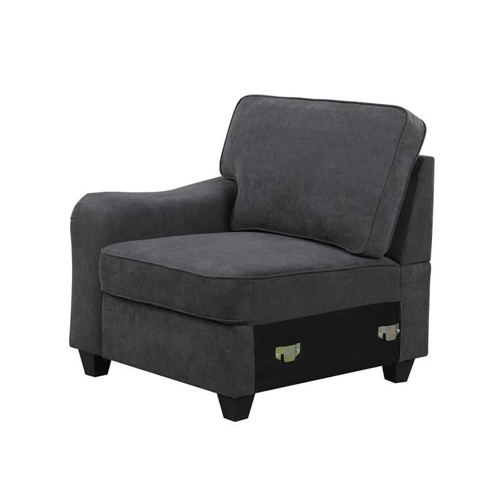Dark Gray Woven Fabric 8Pc Modular Sectional Sofa with Ottoman G8393