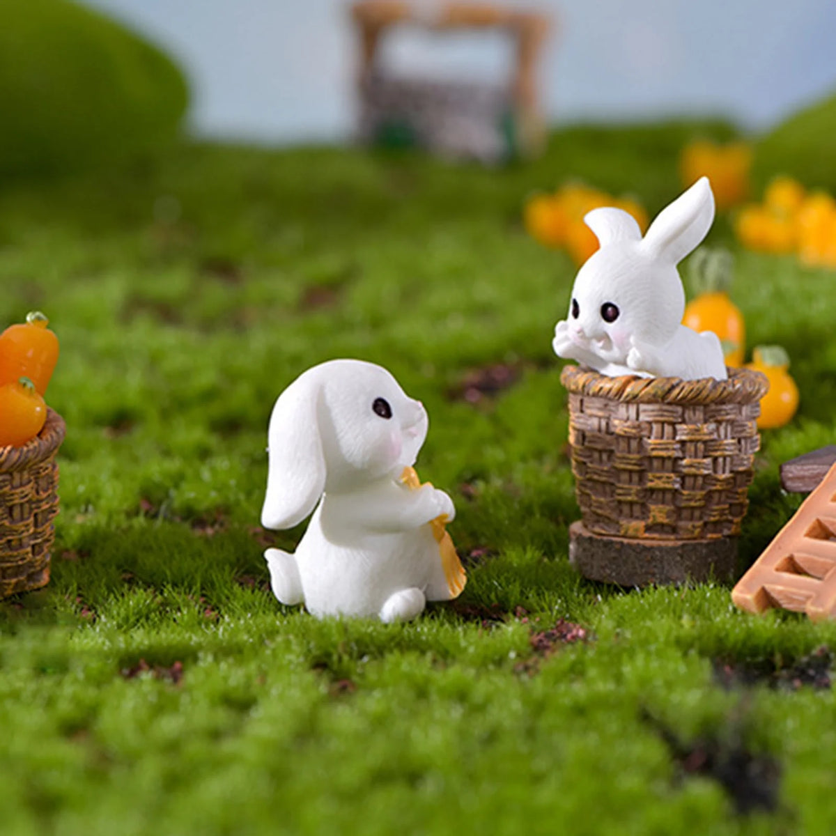 Bunny Figurine Resin Rabbit Miniature H2235