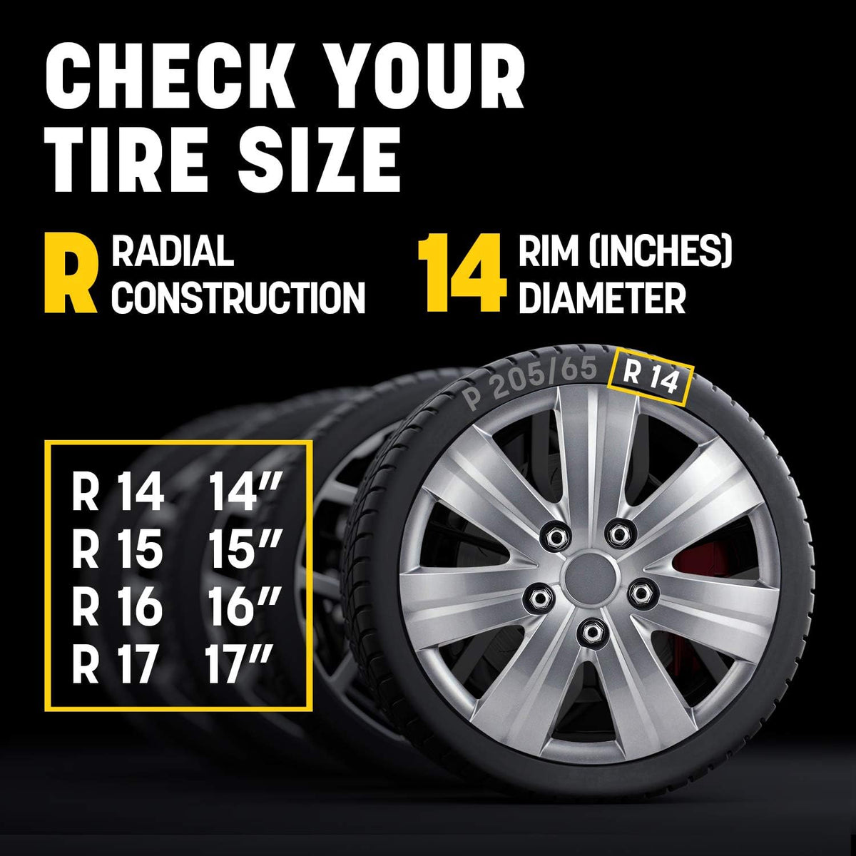 Matte Silver 7-Spoke 14 Inch Wheel Covers Set of 4 V400139