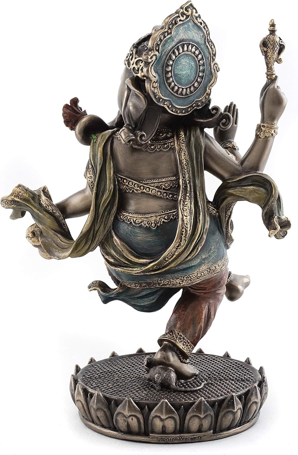 Dancing Ganesh on Lotus Pedestal Statue, Cold Cast Bronze, 8-Inch Elephant Figurine O399020