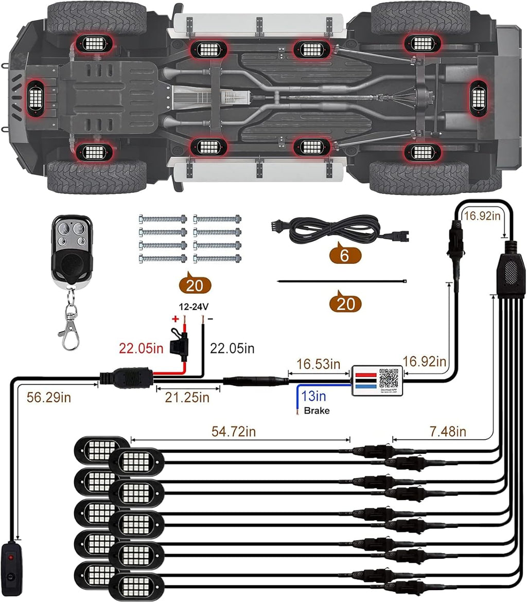 RGB LED Rock Lights 10 Pods A47113