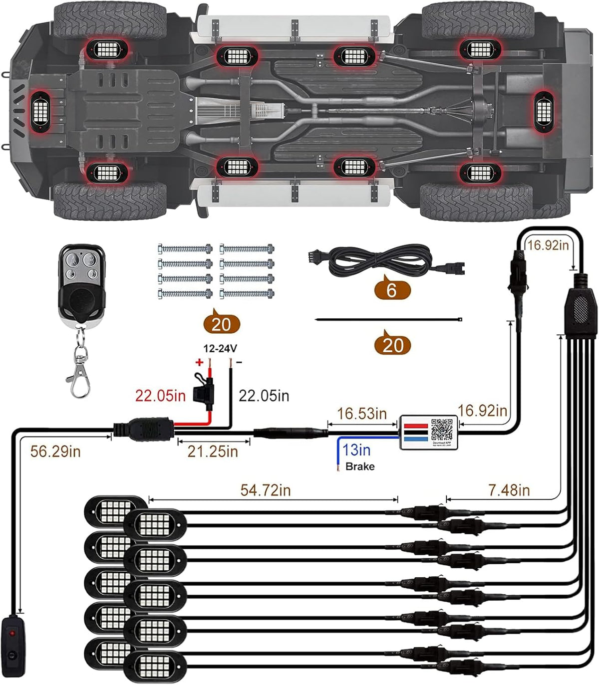 RGB LED Rock Lights 10 Pods A47113