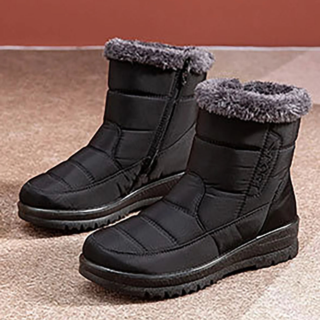 Women's Mid Calf Snow Boots with Side Zipper D943