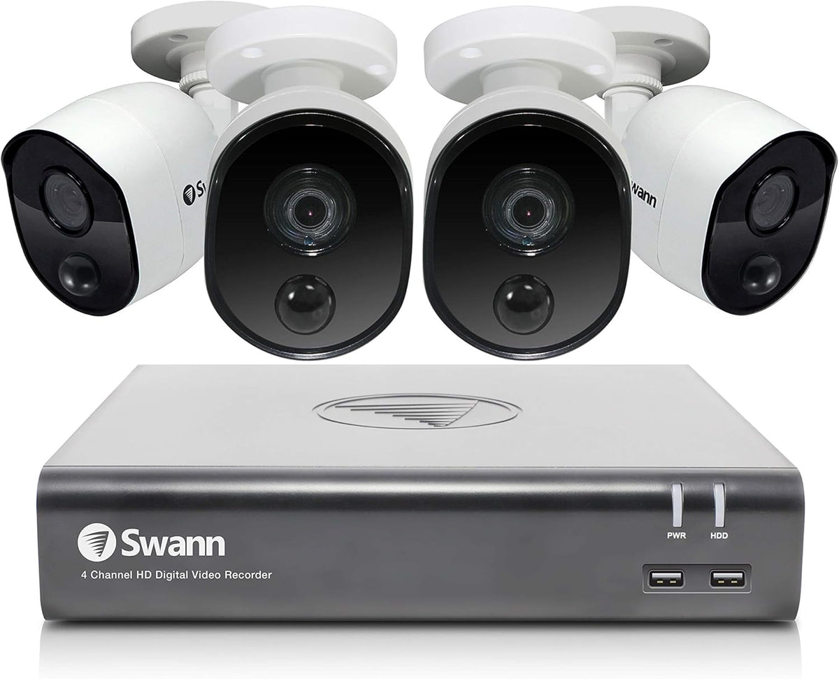 Black 4 Channel 4 Cameras DVR CCTV Security Camera System N5052