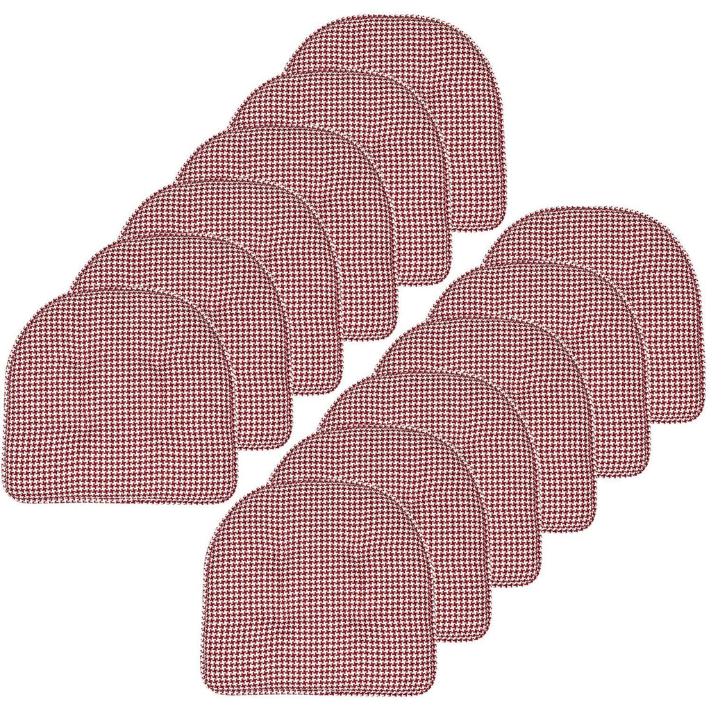 Red Houndstooth U-Shaped Memory Foam Chair Pad Set of 12 J8166