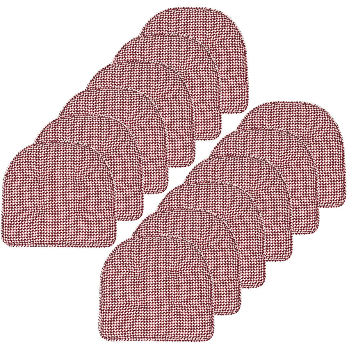 Red Houndstooth U-Shaped Memory Foam Chair Pad Set of 12 J8166