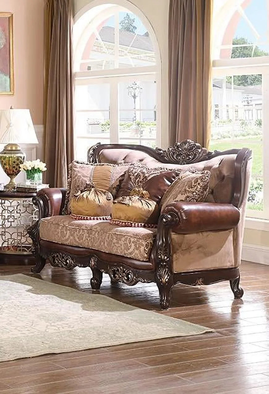 Cherry Finish Wood Sofa Set 3Pcs K821460