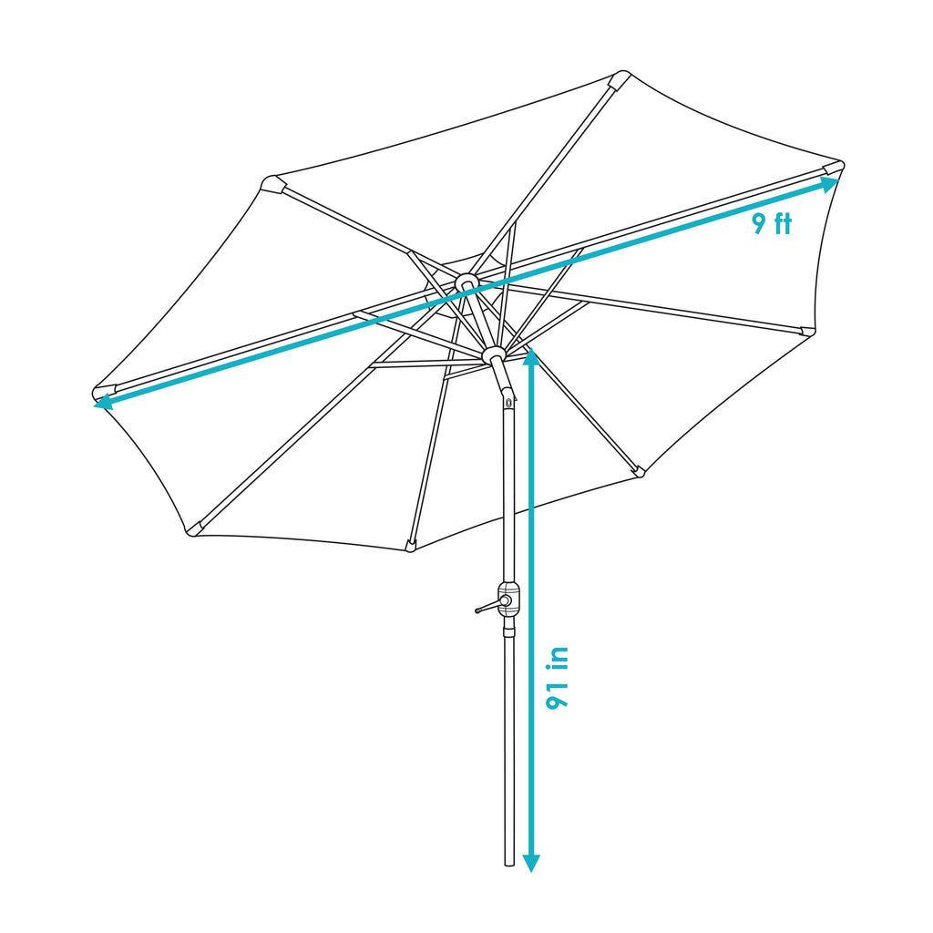 Striped 9' Patio Umbrella with Push Button Tilt & Crank F196576