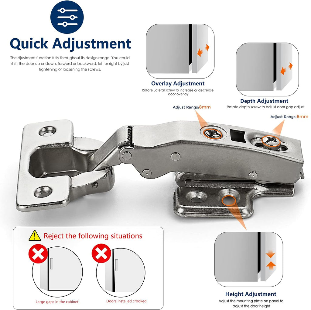 50 Pack 25 Pairs Soft Close Full Overlay Cabinet Door Hinges I728